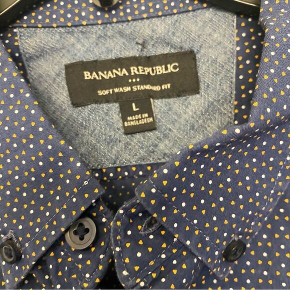 Banana republic 100% cotton soft wash standard fit button up shirt micro print L - Picture 8 of 8